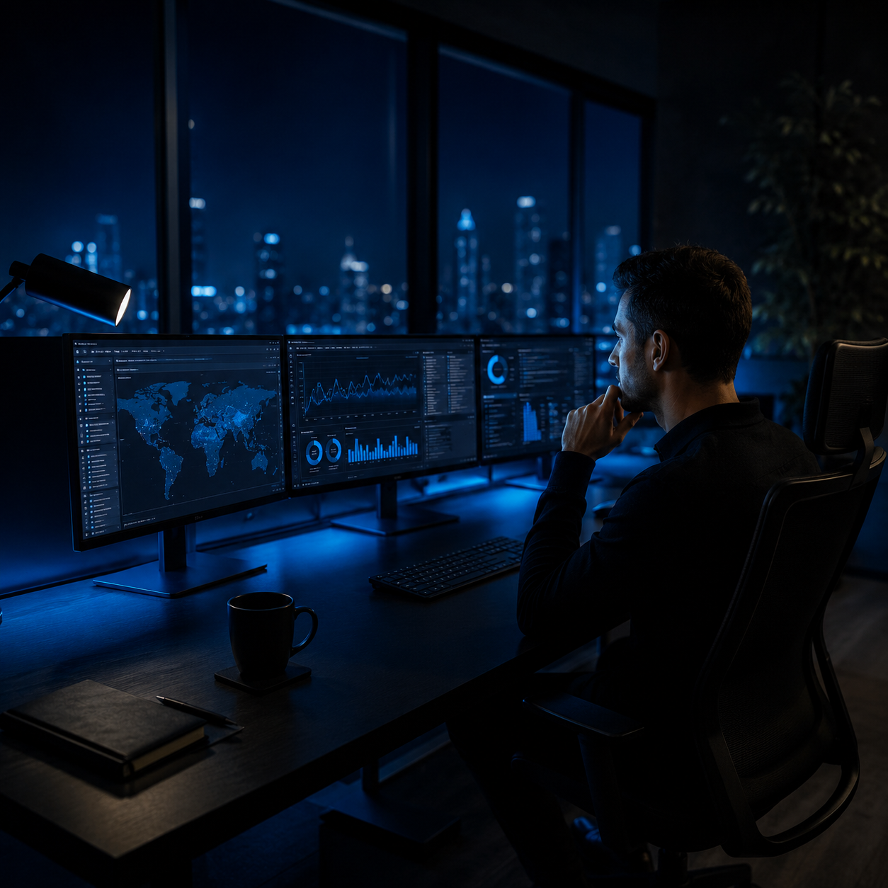 Cybersecurity team reviewing security dashboard